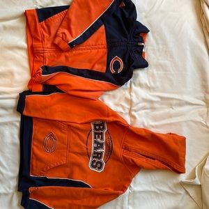 Chicago Bears track jacket size small (4) and Bears Hoodie size medium (5/6)